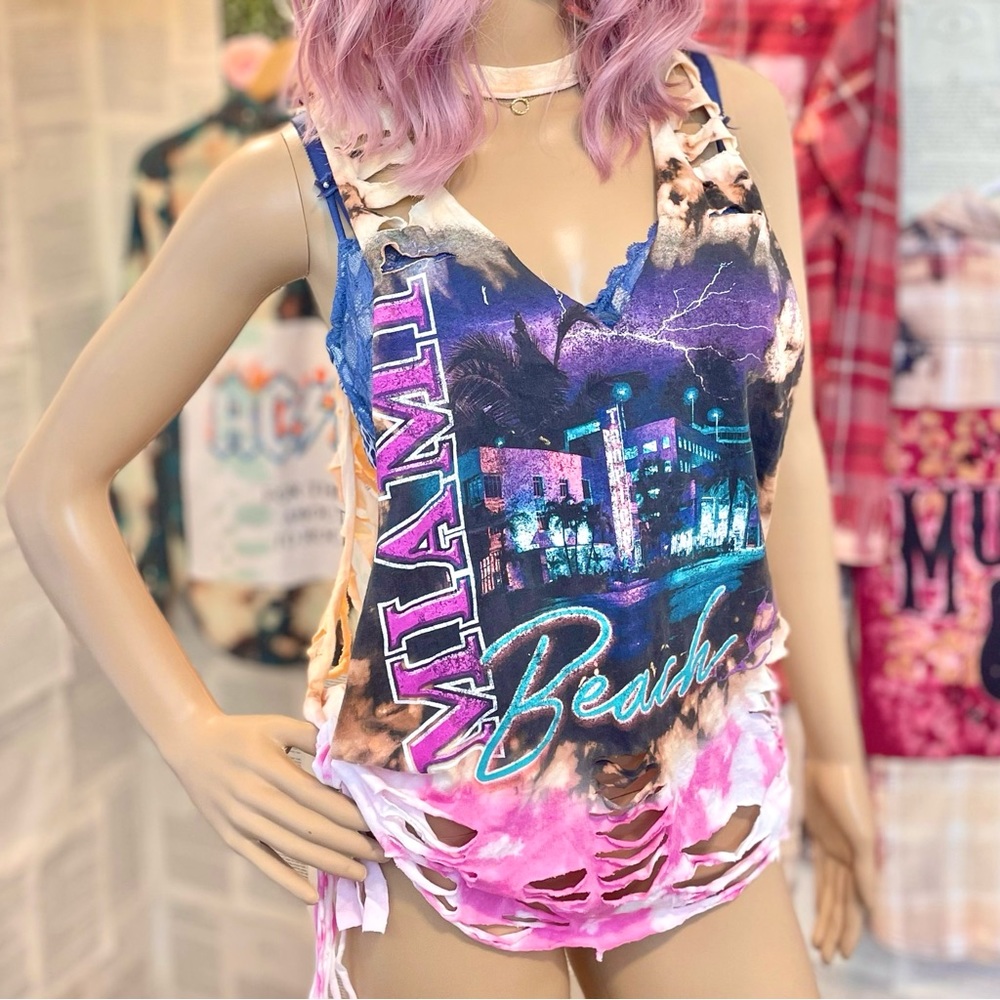 Vintage Graphic Tee | Custom Upcycled Miami Tee